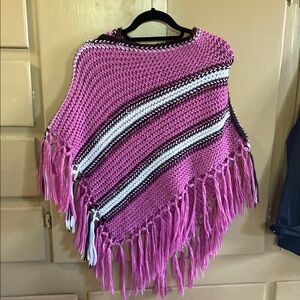 Handmade Fringed Women's Sweater Poncho